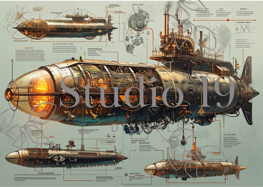 Steampunk scrapbook papers - 47 pages (DIGITAL FILE)