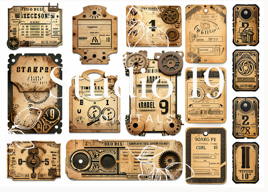 Steampunk ephemera papers - 30 pages DIGITAL FILE