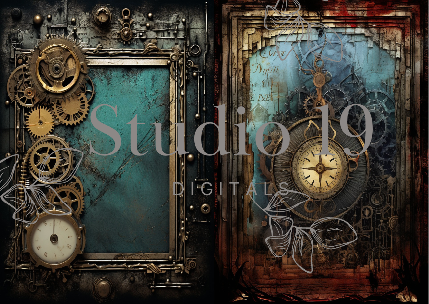 Steampunk scrapbook papers - 47 pages (DIGITAL FILE)