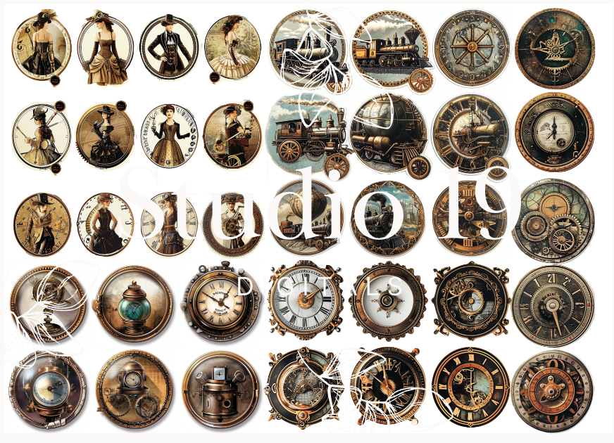 Steampunk ephemera papers - 30 pages DIGITAL FILE