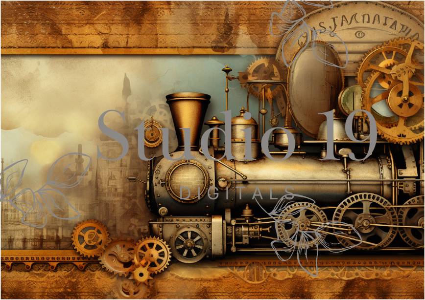 Steampunk scrapbook papers - 47 pages (DIGITAL FILE)