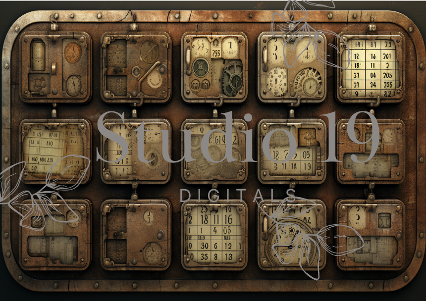 Steampunk scrapbook papers - 47 pages (DIGITAL FILE)