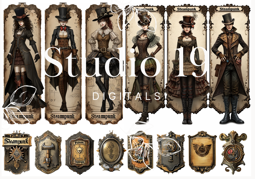 Steampunk ephemera papers - 30 pages DIGITAL FILE