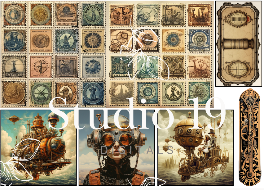 Steampunk ephemera papers - 30 pages DIGITAL FILE