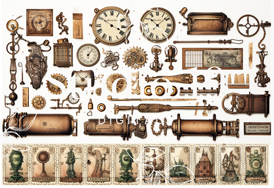 Steampunk ephemera papers - 30 pages DIGITAL FILE