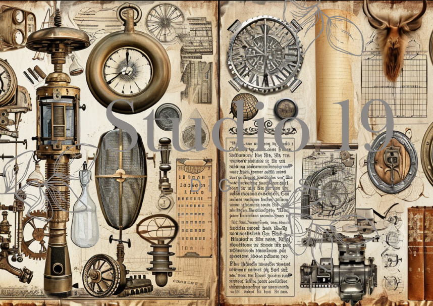 Steampunk scrapbook papers - 47 pages (DIGITAL FILE)