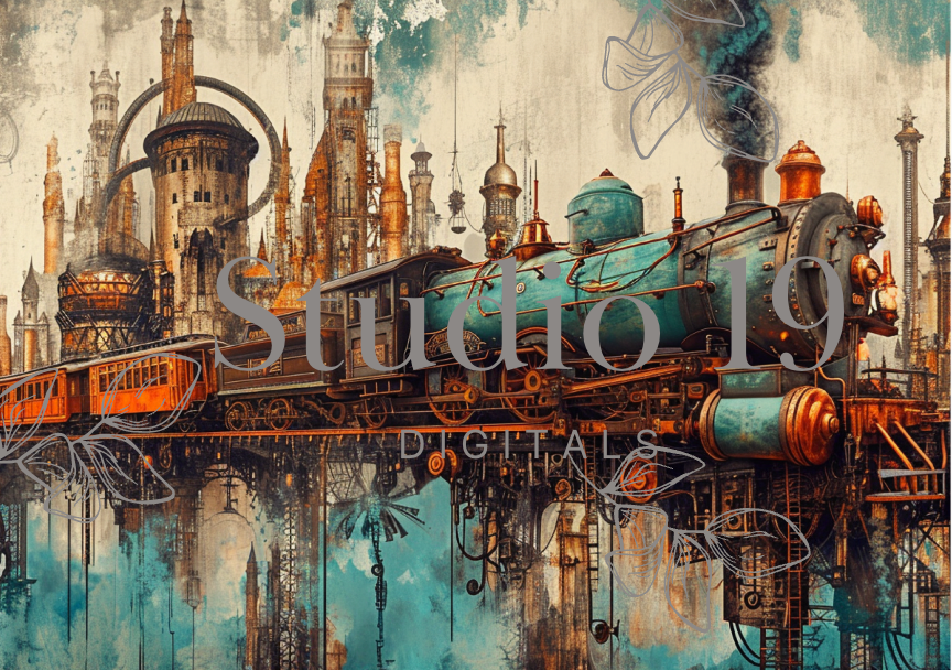 Steampunk scrapbook papers - 47 pages (DIGITAL FILE)