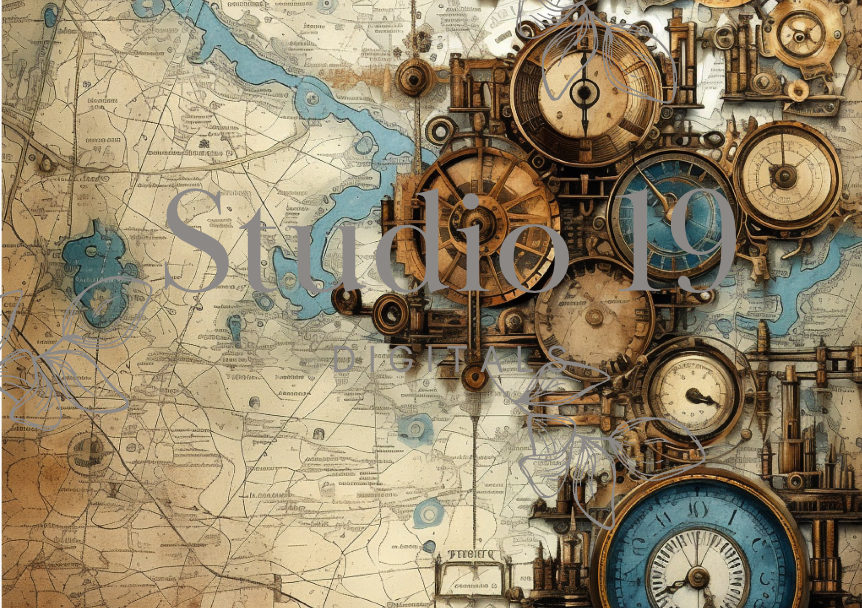 Steampunk scrapbook papers - 47 pages (DIGITAL FILE)