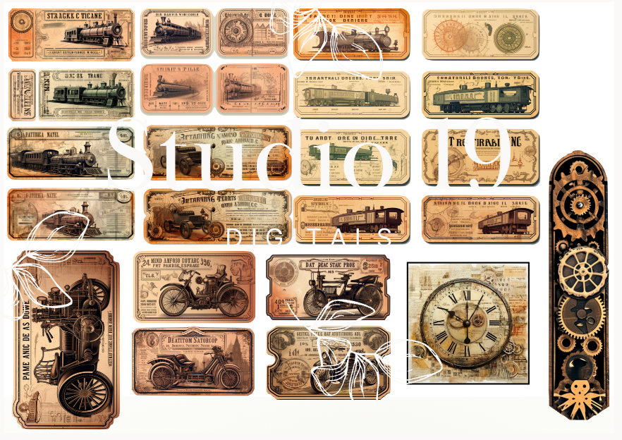 Steampunk ephemera papers - 30 pages DIGITAL FILE