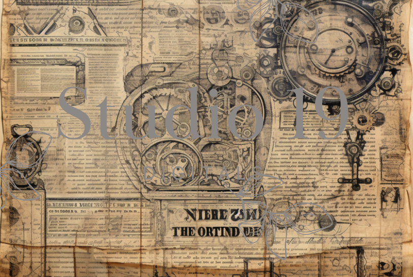 Steampunk scrapbook papers - 47 pages (DIGITAL FILE)