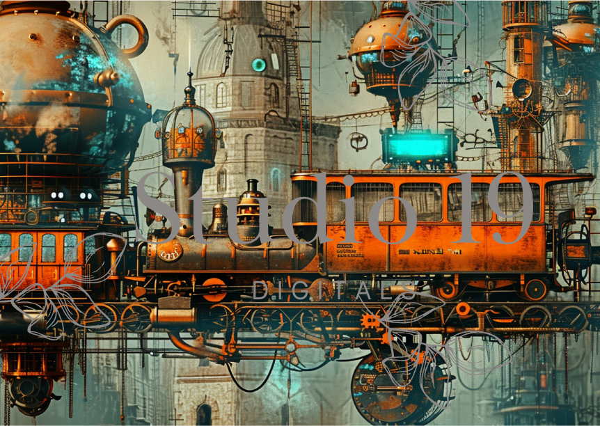 Steampunk scrapbook papers - 47 pages (DIGITAL FILE)