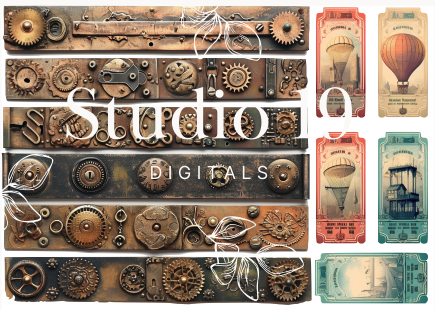 Steampunk ephemera papers - 30 pages DIGITAL FILE