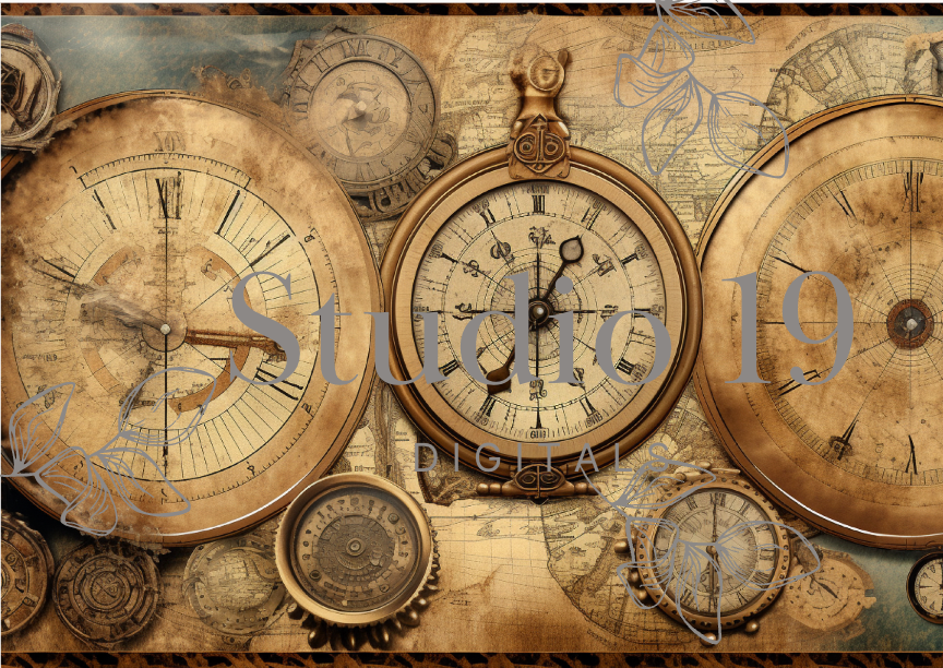 Steampunk scrapbook papers - 47 pages (DIGITAL FILE)