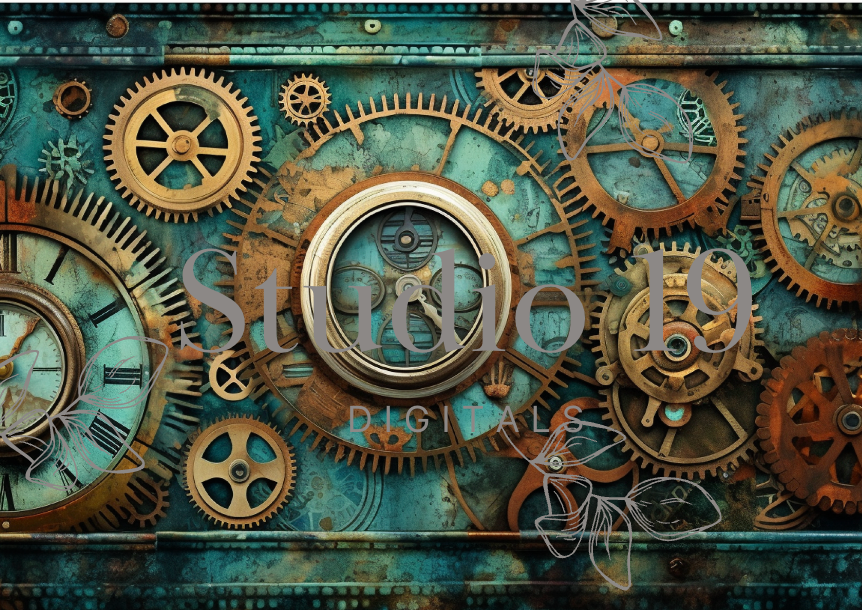 Steampunk scrapbook papers - 47 pages (DIGITAL FILE)