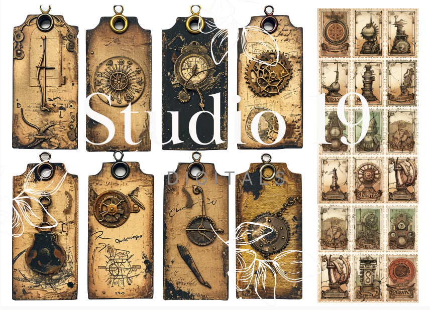 Steampunk ephemera papers - 30 pages DIGITAL FILE