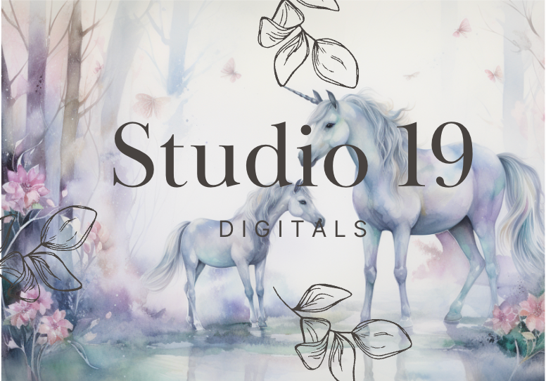 Unicorn scrapbook papers 40 pages (DIGITAL FILE)