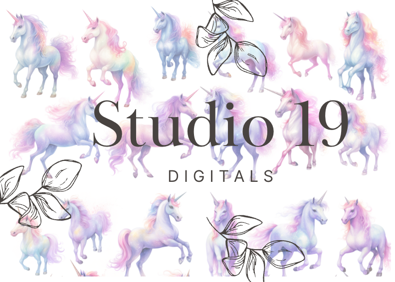 Unicorn scrapbook papers 40 pages (DIGITAL FILE)