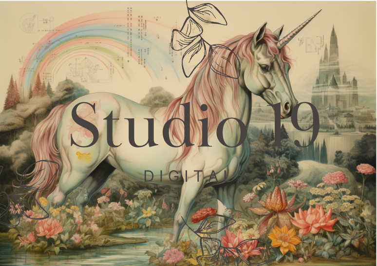 Unicorn scrapbook papers 40 pages (DIGITAL FILE)