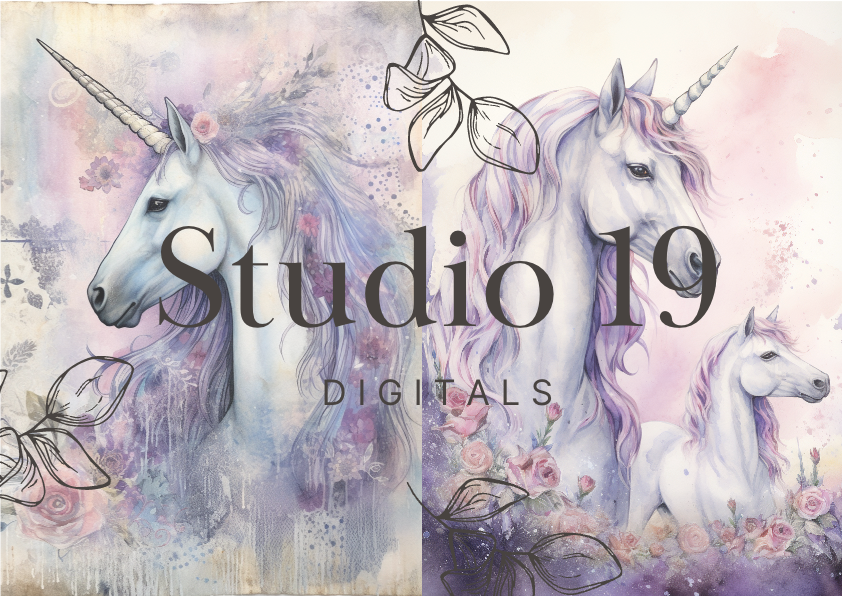 Unicorn scrapbook papers 40 pages (DIGITAL FILE)