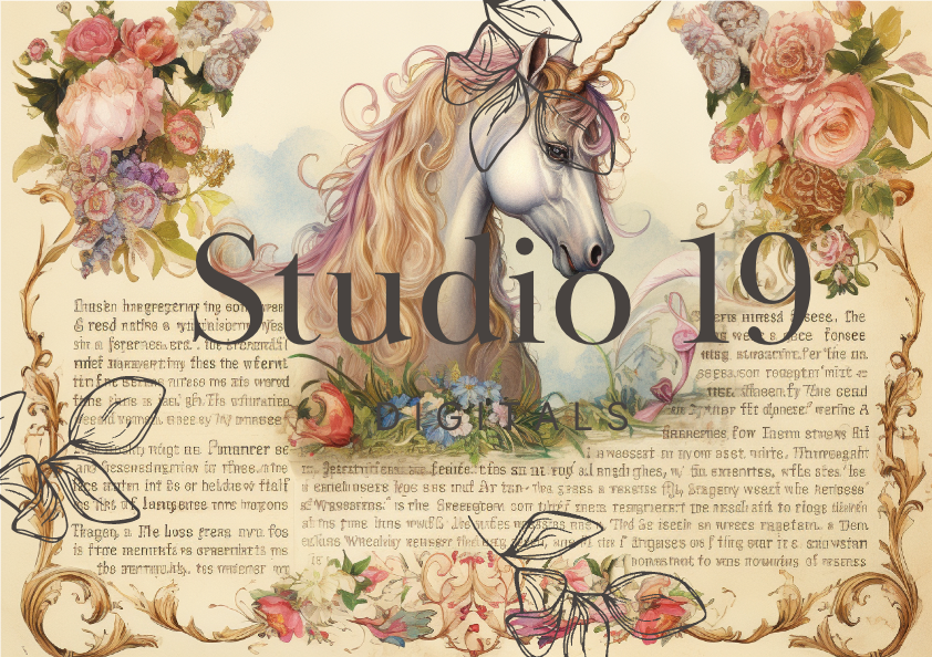 Unicorn scrapbook papers 40 pages (DIGITAL FILE)