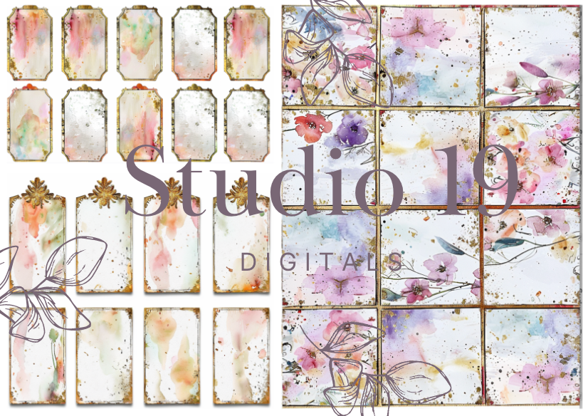 Watercolour ephemera - 10 pages (DIGITAL FILE)