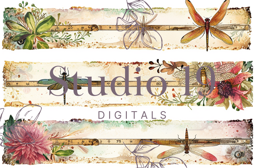 Dragonflies colourful ephemera papers (20 pages) DIGITAL FILE