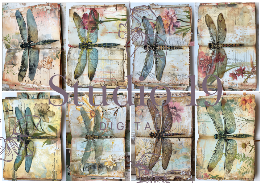 Dragonflies colourful ephemera papers (20 pages) DIGITAL FILE