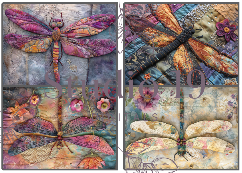 Dragonflies colourful ephemera papers (20 pages) DIGITAL FILE