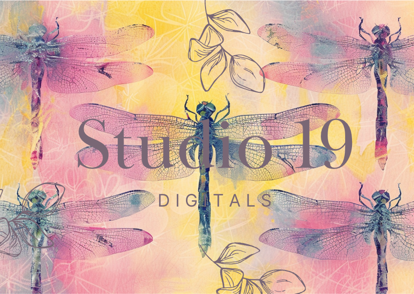 Dragonflies colourful scrapbook papers (25 pages) DIGITAL FILE