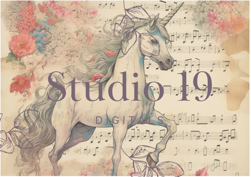 Unicorn scrapbook papers 40 pages (DIGITAL FILE)