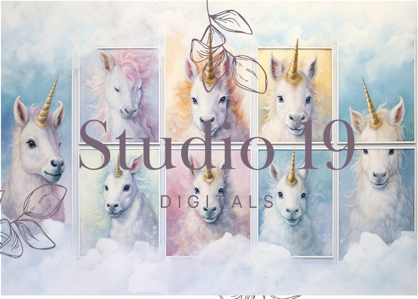 Unicorn scrapbook papers 40 pages (DIGITAL FILE)