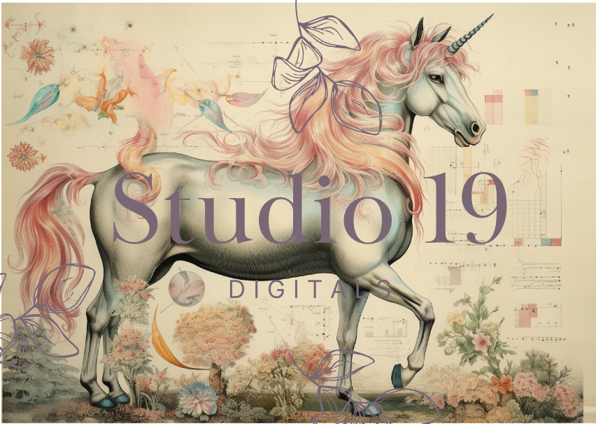 Unicorn scrapbook papers 40 pages (DIGITAL FILE)