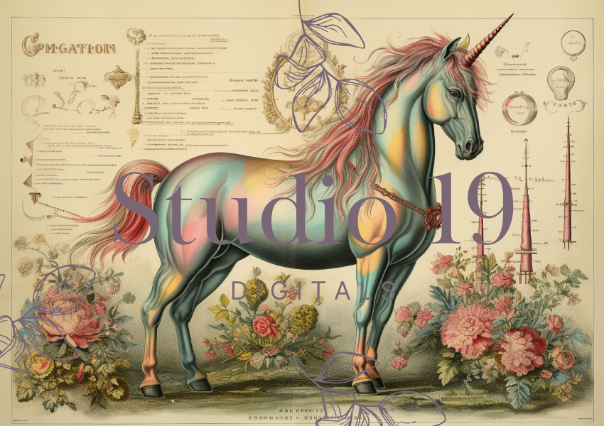 Unicorn scrapbook papers 40 pages (DIGITAL FILE)