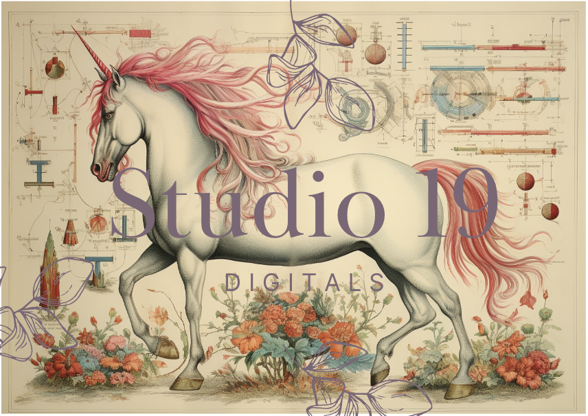 Unicorn scrapbook papers 40 pages (DIGITAL FILE)