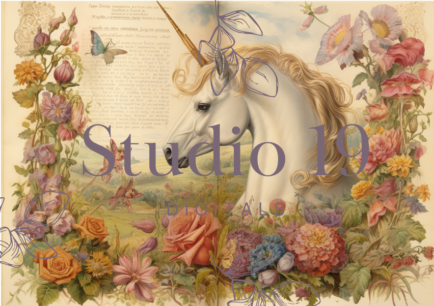 Unicorn scrapbook papers 40 pages (DIGITAL FILE)