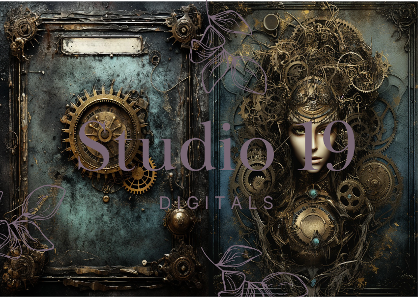 Steampunk scrapbook papers - 47 pages (DIGITAL FILE)
