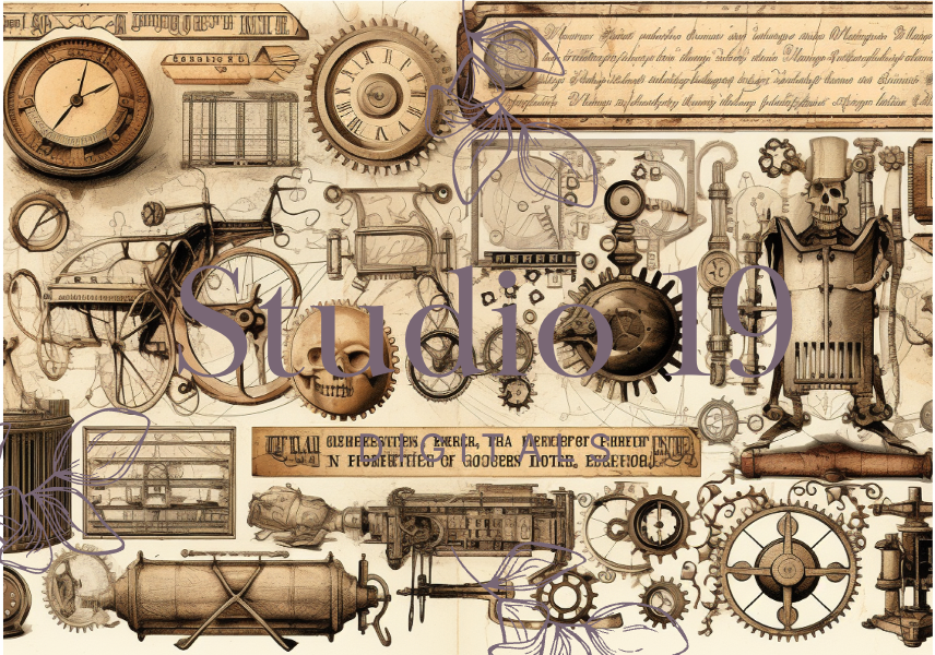 Steampunk scrapbook papers - 47 pages (DIGITAL FILE)