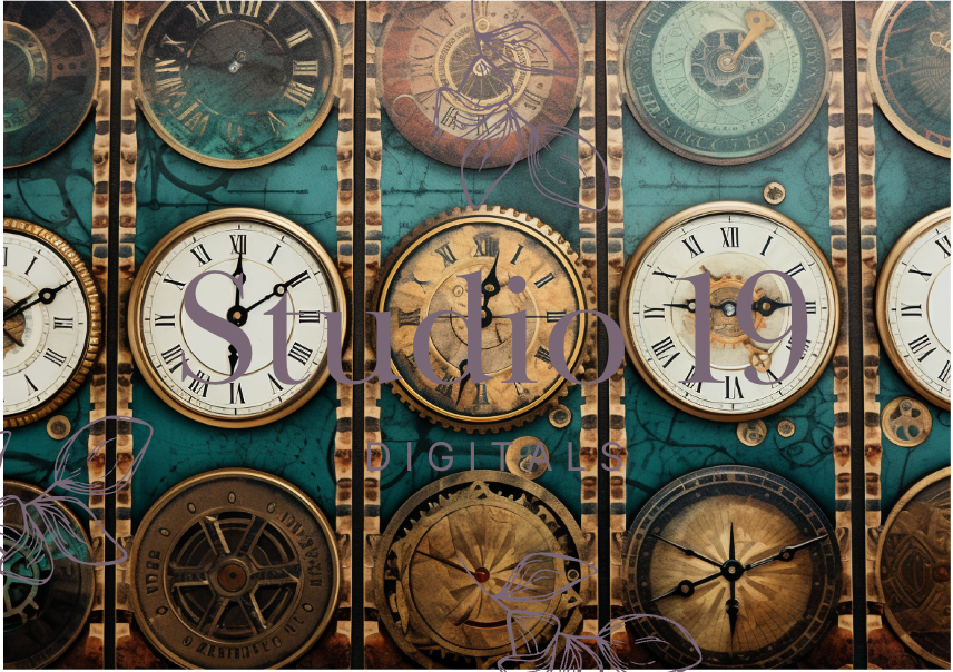 Steampunk scrapbook papers - 47 pages (DIGITAL FILE)