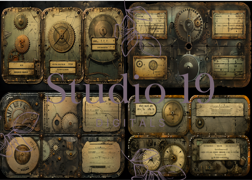 Steampunk scrapbook papers - 47 pages (DIGITAL FILE)
