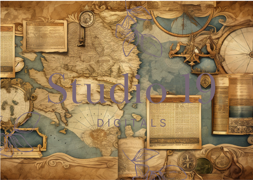 Steampunk scrapbook papers - 47 pages (DIGITAL FILE)