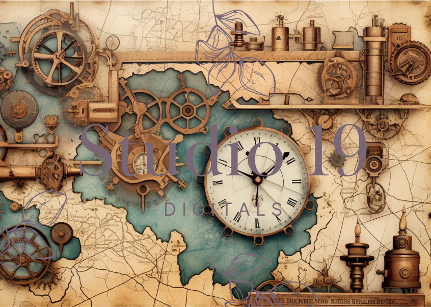 Steampunk scrapbook papers - 47 pages (DIGITAL FILE)