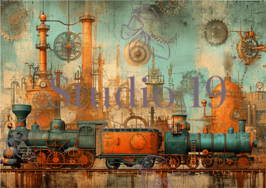 Steampunk scrapbook papers - 47 pages (DIGITAL FILE)