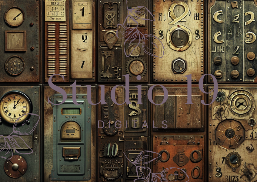 Steampunk scrapbook papers - 47 pages (DIGITAL FILE)