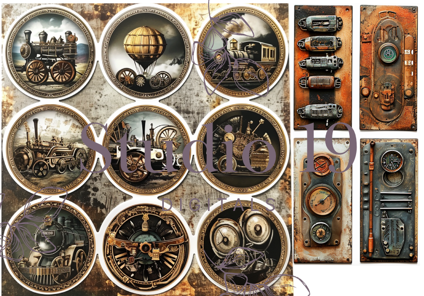 Steampunk ephemera papers - 30 pages DIGITAL FILE