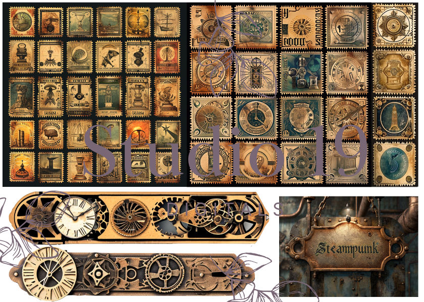 Steampunk ephemera papers - 30 pages DIGITAL FILE