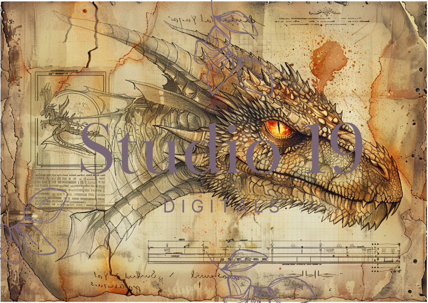 Dragon scrapbook papers (31 pages) DIGITAL FILE