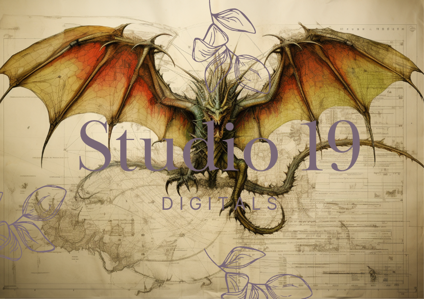 Dragon scrapbook papers (31 pages) DIGITAL FILE