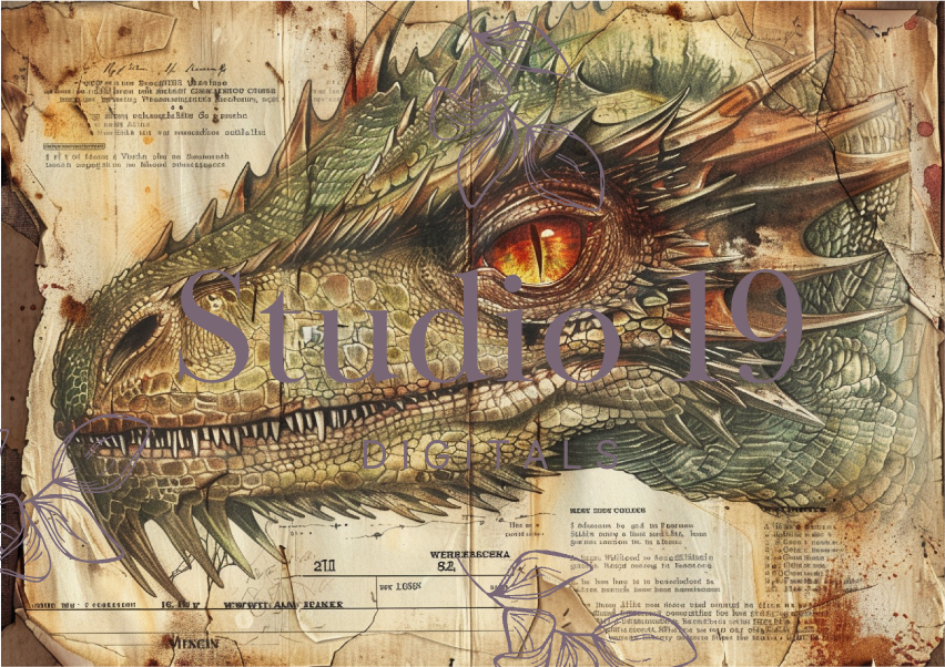 Dragon scrapbook papers (31 pages) DIGITAL FILE