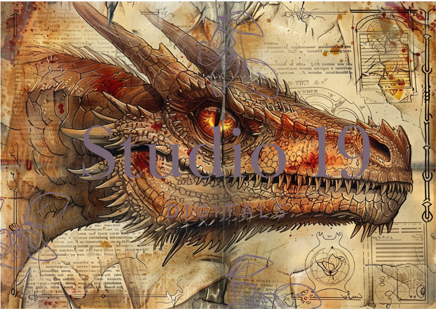 Dragon scrapbook papers (31 pages) DIGITAL FILE