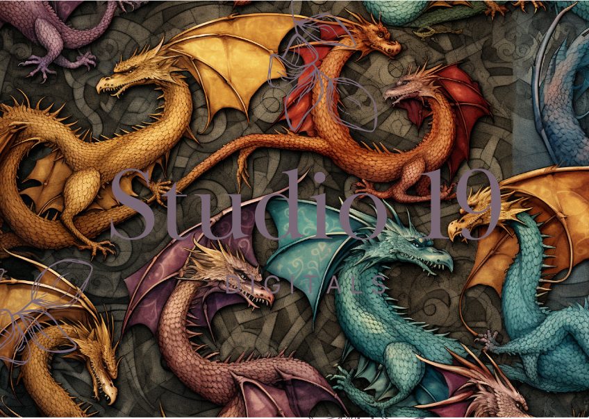 Dragon scrapbook papers (31 pages) DIGITAL FILE